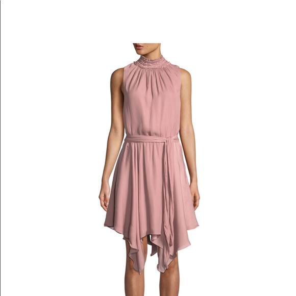 Halston Heritage high-neck smocked Ruffle Dress - Picture 3 of 6